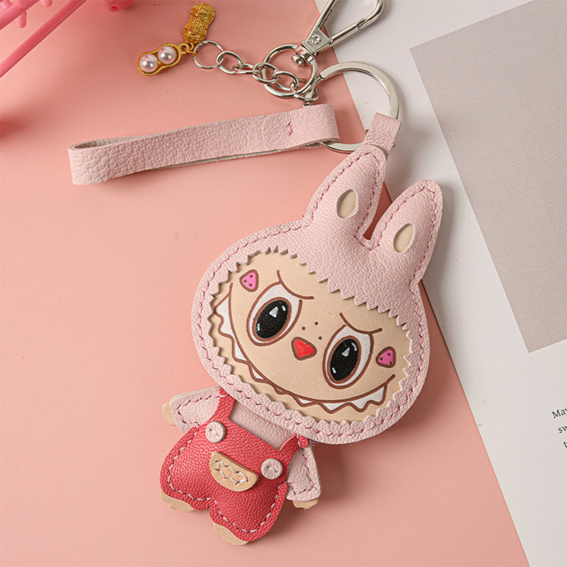 CUCUBIRD CUCUBIRD Leather Monster Doll Keychain DIY Kits Pink 