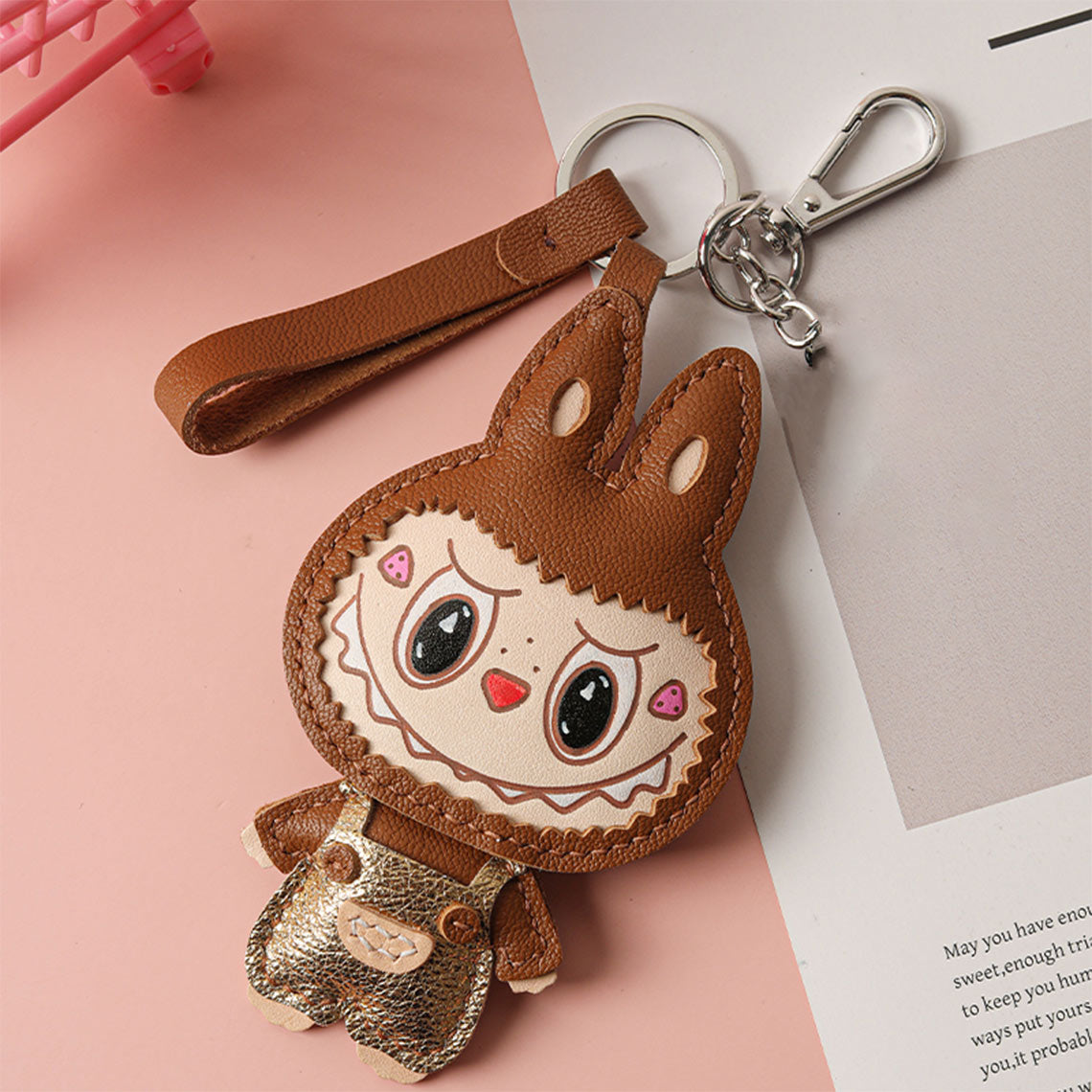 CUCUBIRD POPSEWING® Leather Monster Doll Keychain DIY Kits Brown 