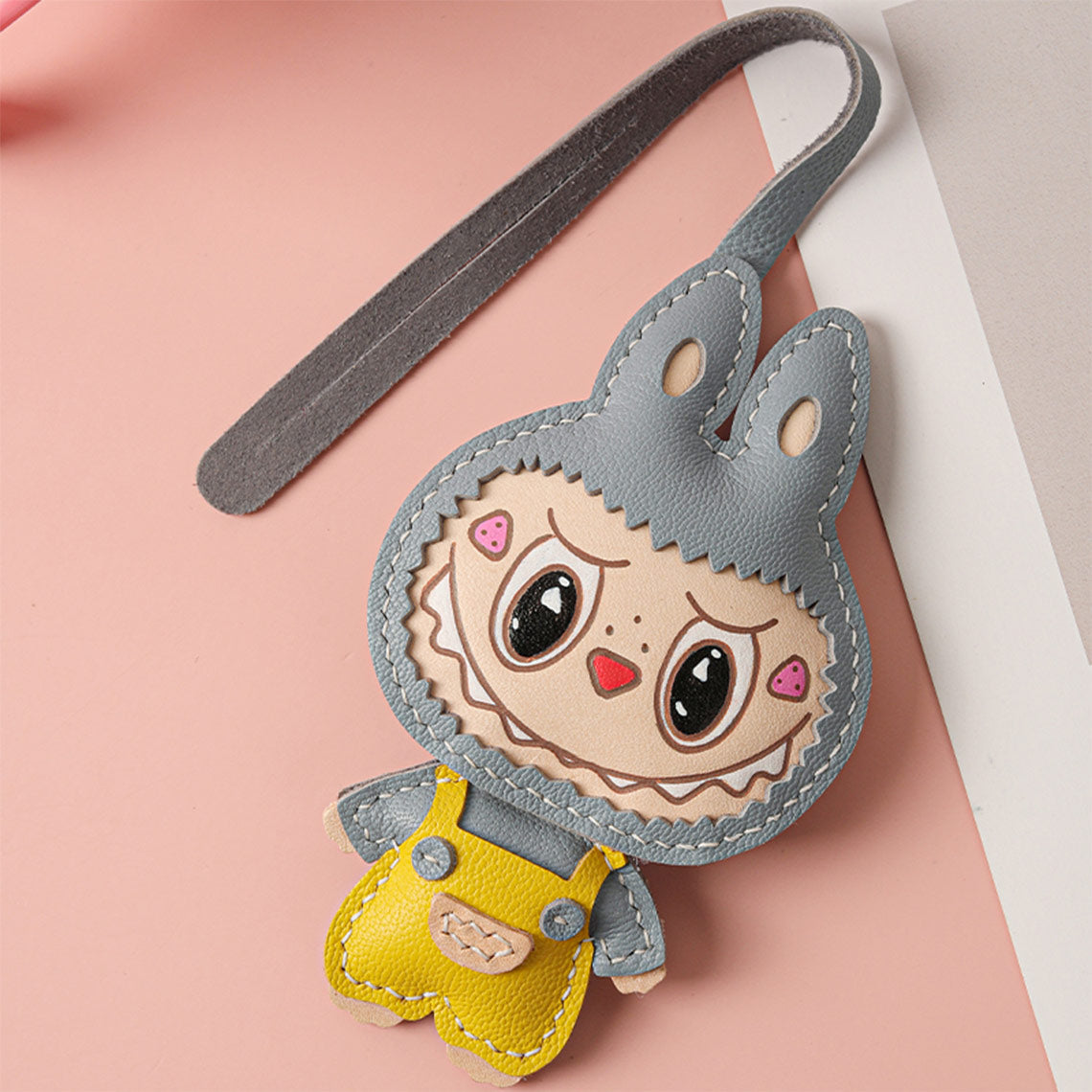 CUCUBIRD CUCUBIRD Leather Monster Doll Keychain DIY Kits Grey 