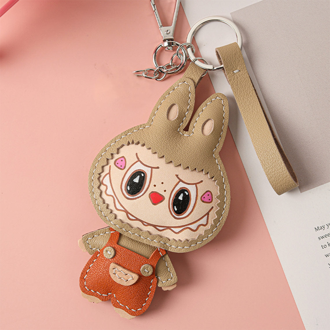 CUCUBIRD CUCUBIRD Leather Monster Doll Keychain DIY Kits Apricot 