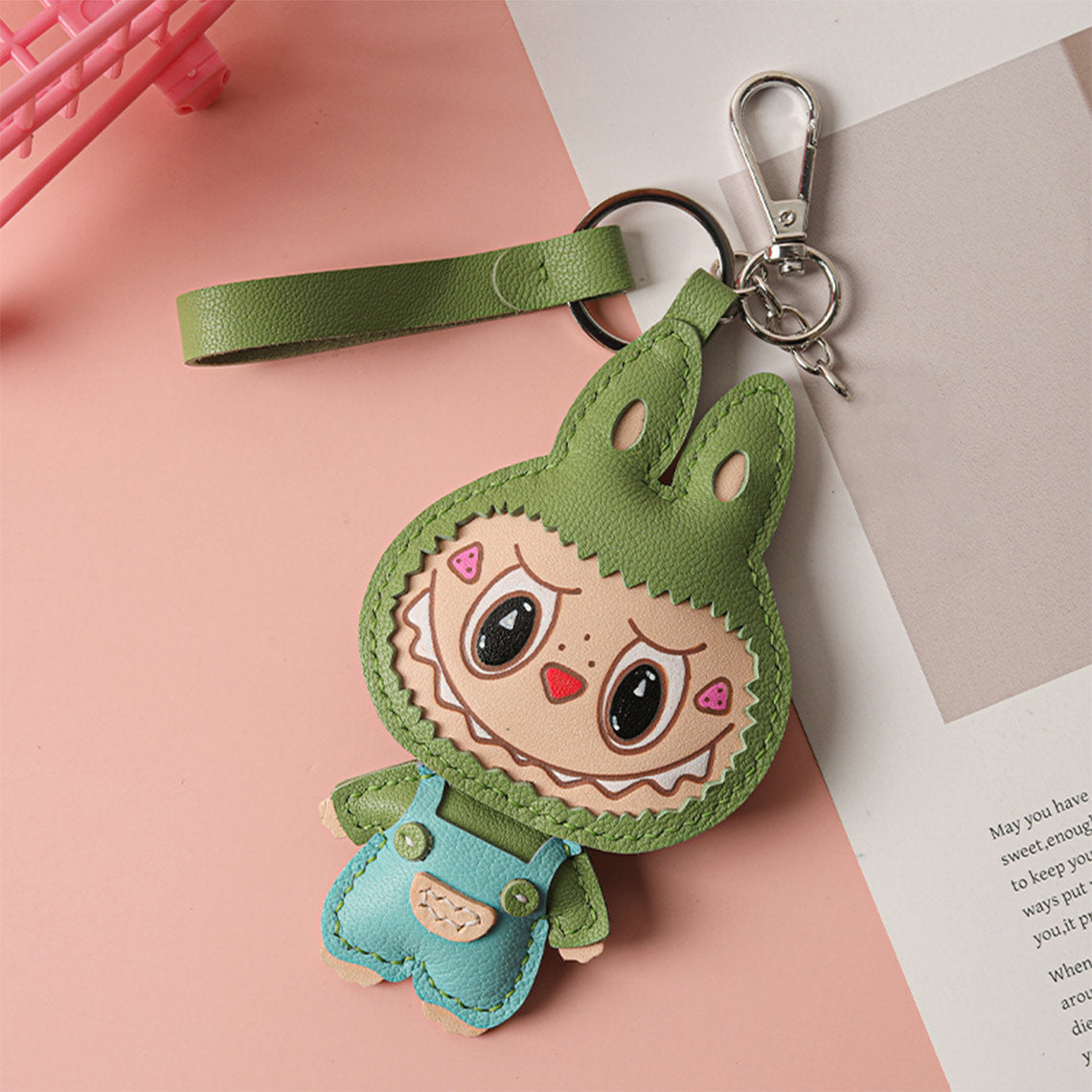 CUCUBIRD POPSEWING® Leather Monster Doll Keychain DIY Kits Green 