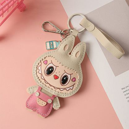 CUCUBIRD POPSEWING® Leather Monster Doll Keychain DIY Kits Creamy White 