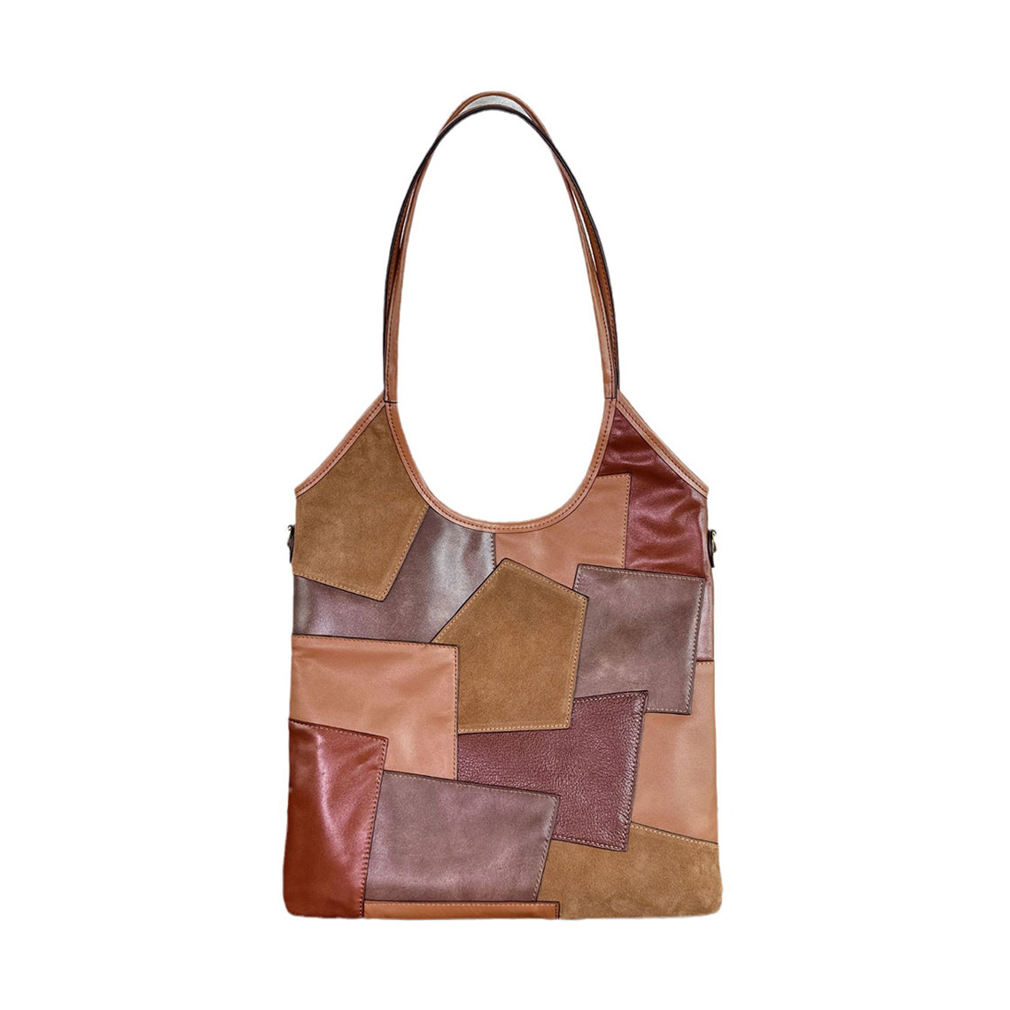 Leather Inspired Patches Shoulder Bag