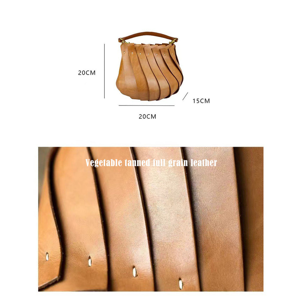 CUCUBIRD Vegetable Tanned Leather Design Shell Handbag  