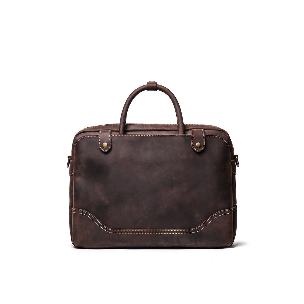 CUCUBIRD Crazy Horse Leather Men's Briefcase Handbag  