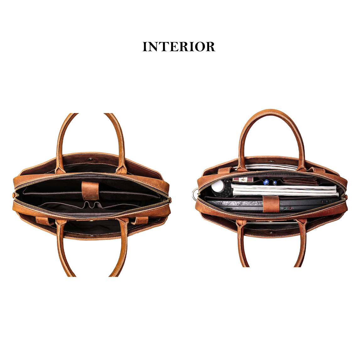 CUCUBIRD Crazy Horse Leather Men's Briefcase Handbag  