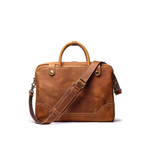 CUCUBIRD Crazy Horse Leather Men's Briefcase Handbag  