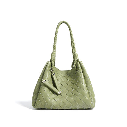 Leather Woven Bucket Bag