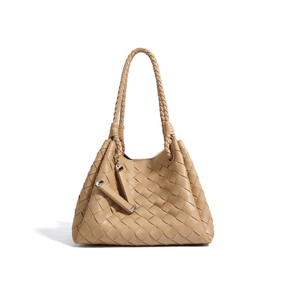 Leather Woven Bucket Bag