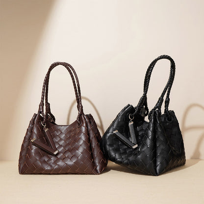 Leather Woven Bucket Bag