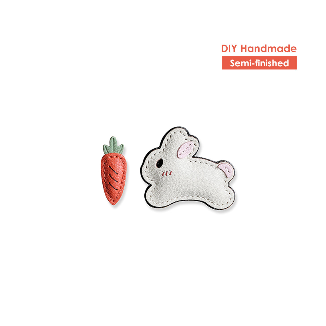 CUCUBIRD POPSEWING® Leather New Bunny & Carrot Keychain DIY Kit  