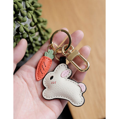 CUCUBIRD POPSEWING® Leather New Bunny & Carrot Keychain DIY Kit Keychain 