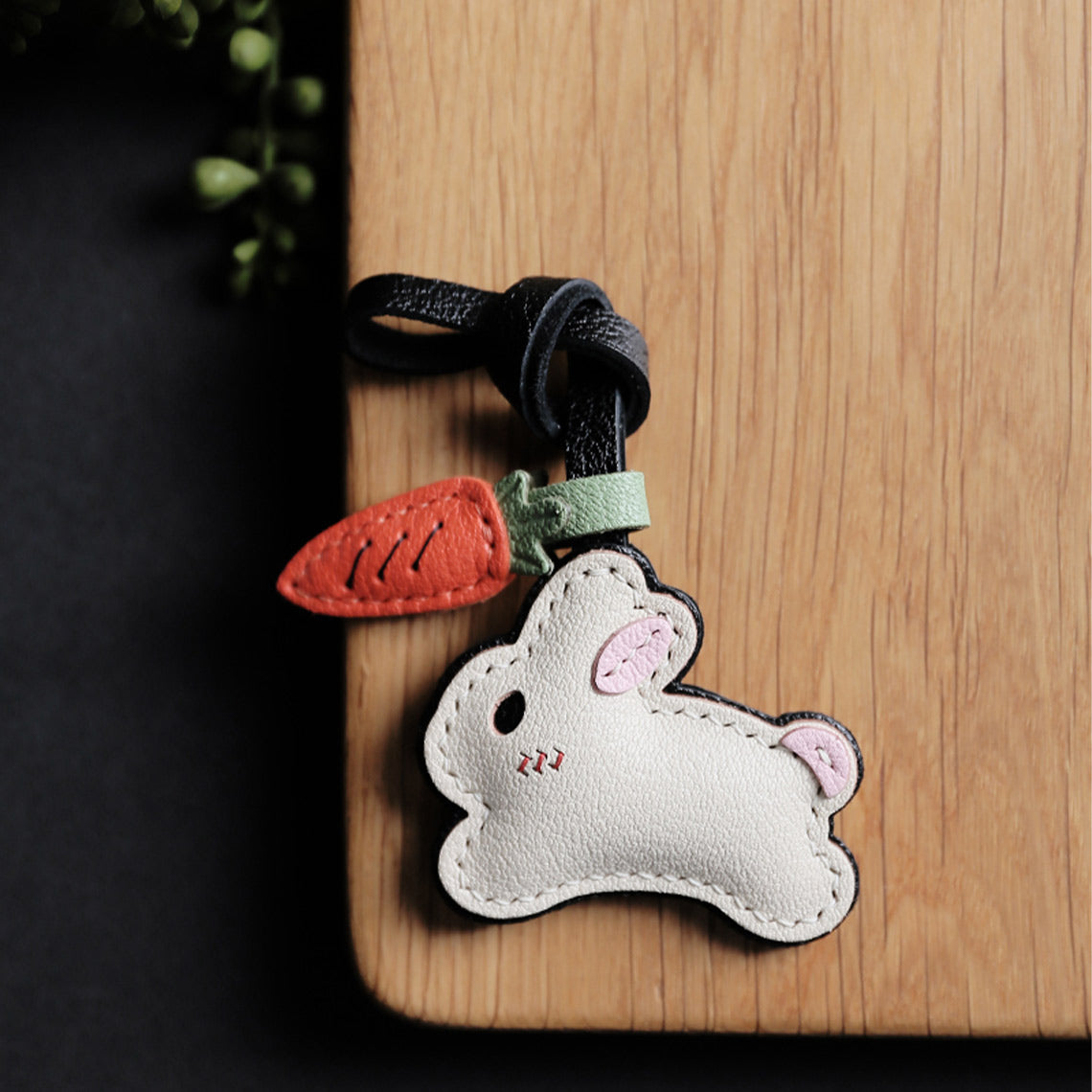 CUCUBIRD POPSEWING® Leather New Bunny & Carrot Keychain DIY Kit Charm 