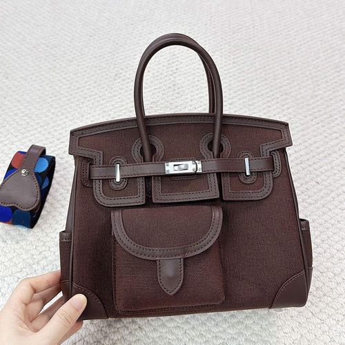 CUCUBIRD Canvas Leather Inspired Pocket Birk Handbag  