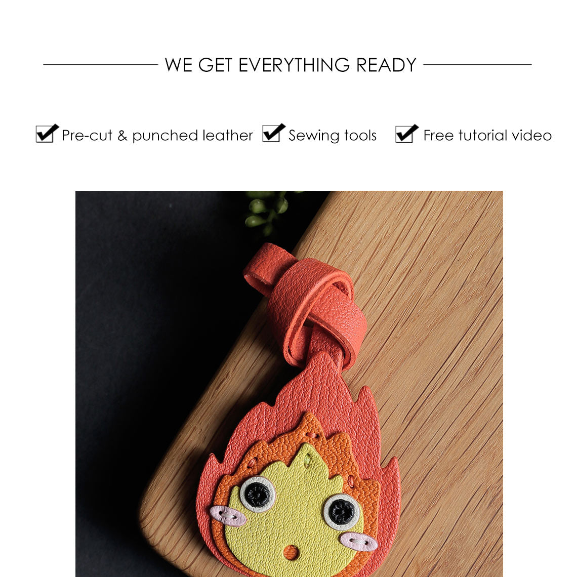 CUCUBIRD CUCUBIRD Sheep Leather Anime Calcifer Charm DIY Kits  