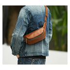 CUCUBIRD Vegetable Tanned Leather Men Fanny Pack Bag  