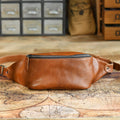 CUCUBIRD Vegetable Tanned Leather Men Fanny Pack Bag  