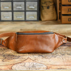 CUCUBIRD Vegetable Tanned Leather Men Fanny Pack Bag  