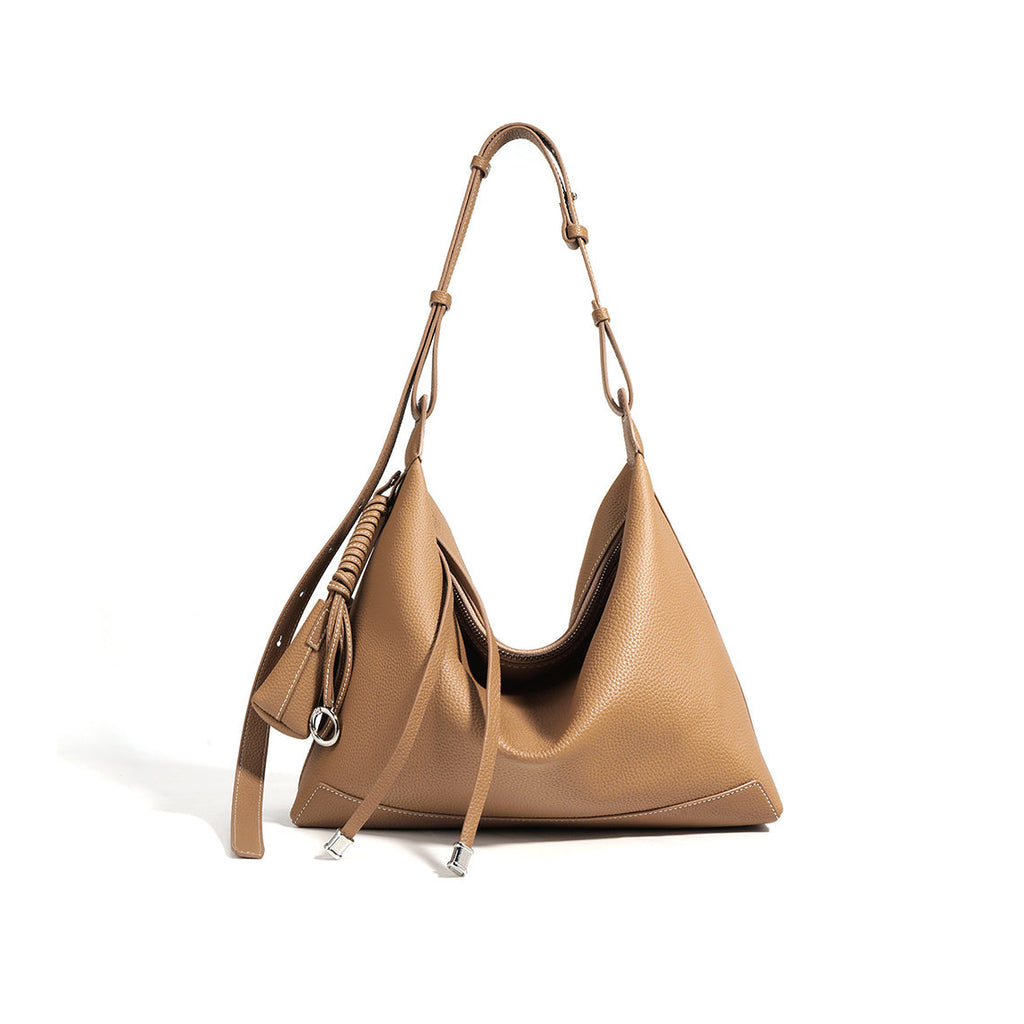 CUCUBIRD Top Grain Leather Simple Hobo Bag  