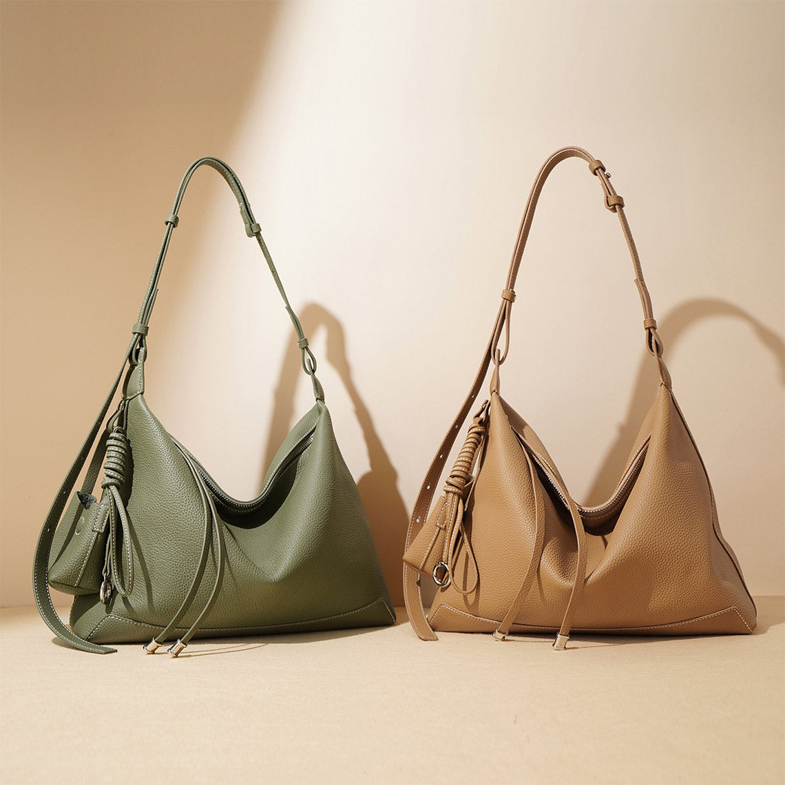 CUCUBIRD Top Grain Leather Simple Hobo Bag  