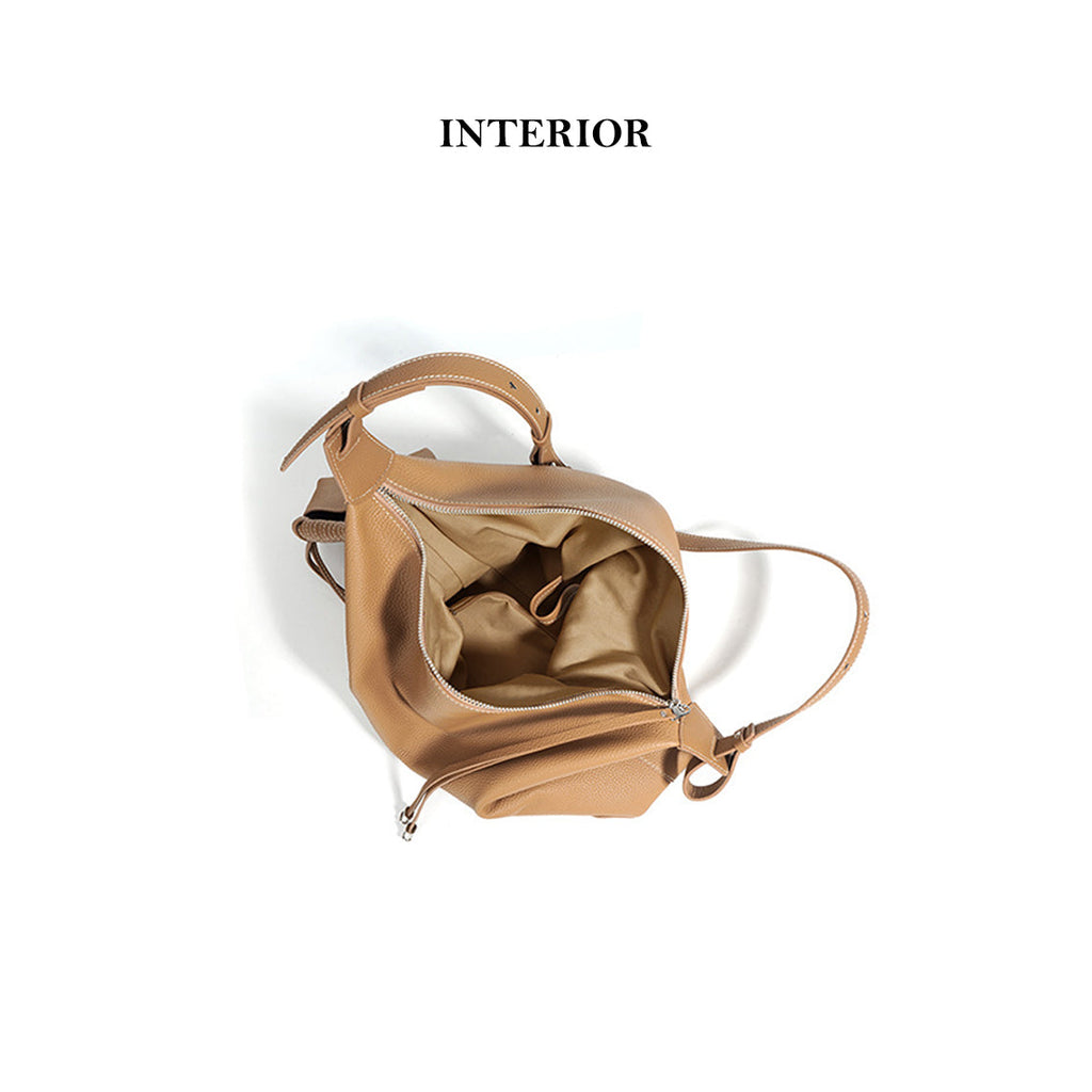 CUCUBIRD Top Grain Leather Simple Hobo Bag  