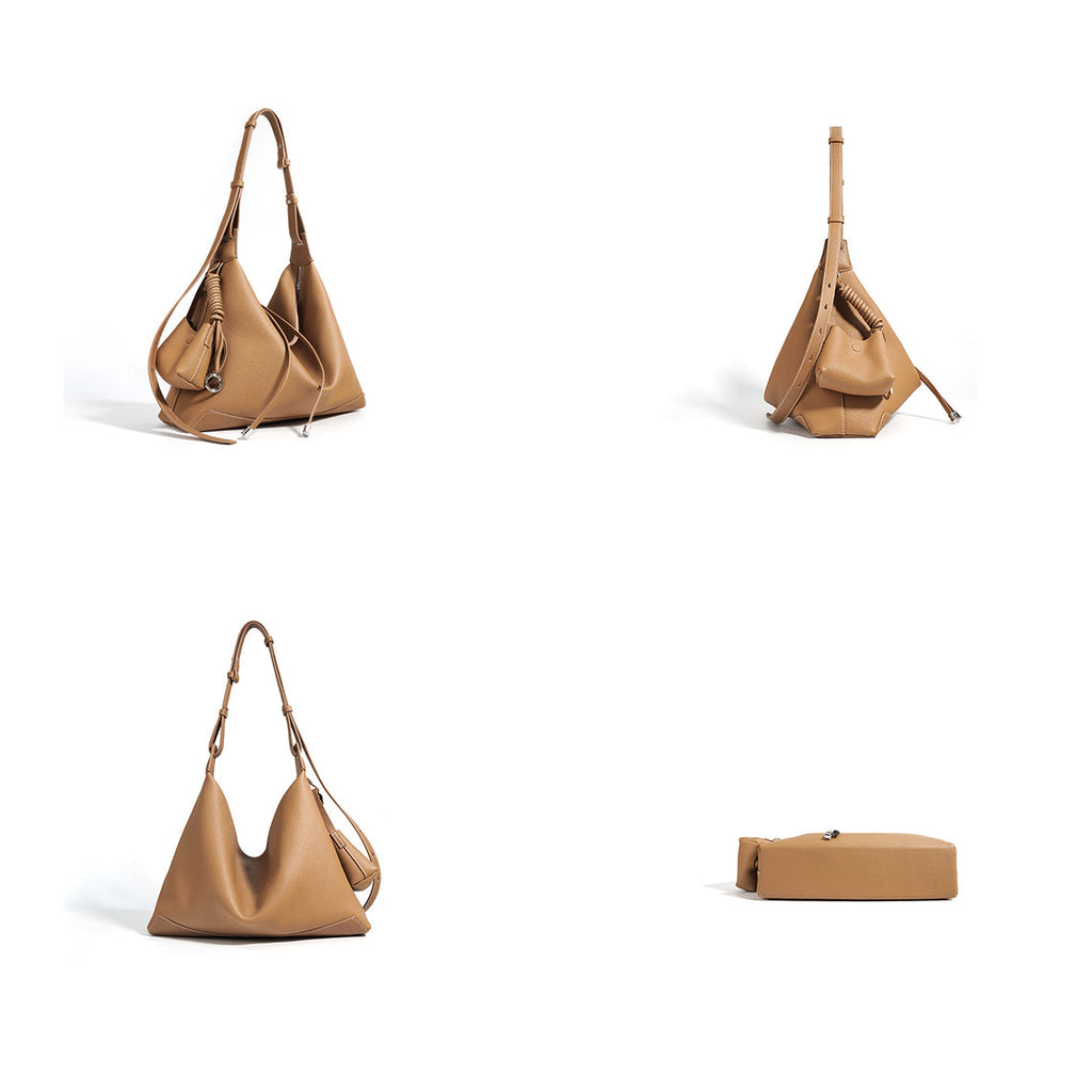 CUCUBIRD Top Grain Leather Simple Hobo Bag  