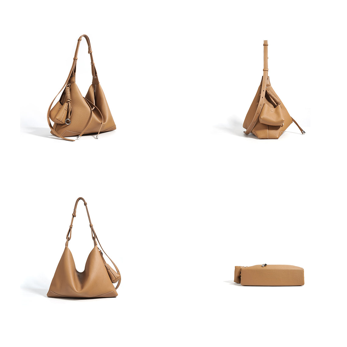 CUCUBIRD Top Grain Leather Simple Hobo Bag  