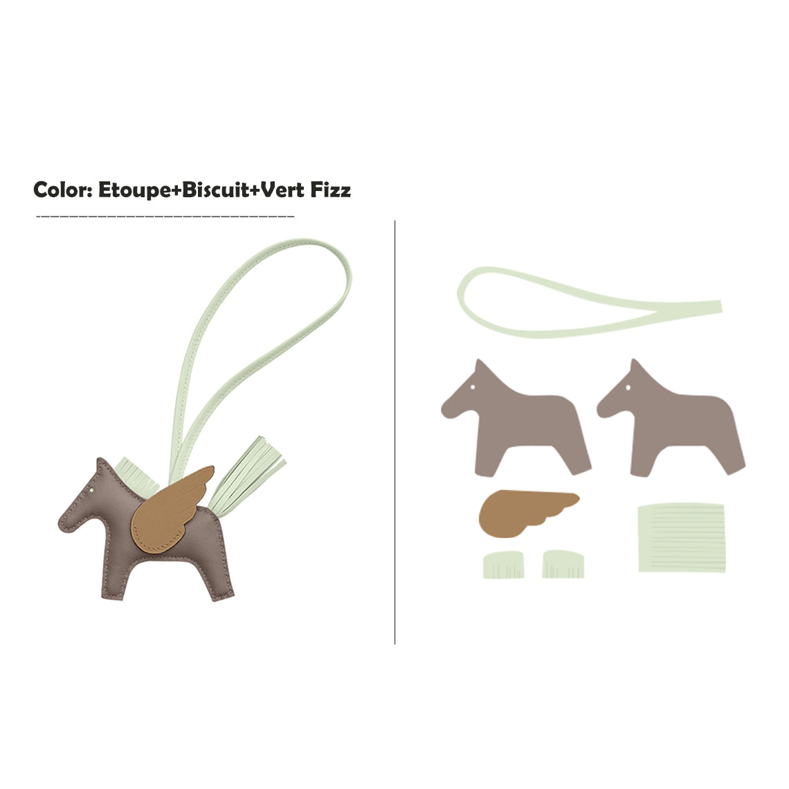 CUCUBIRD CUCUBIRD Sheep Leather Flying Horse Charm DIY Kits Etoupe+Biscuit+Vert Fizz 