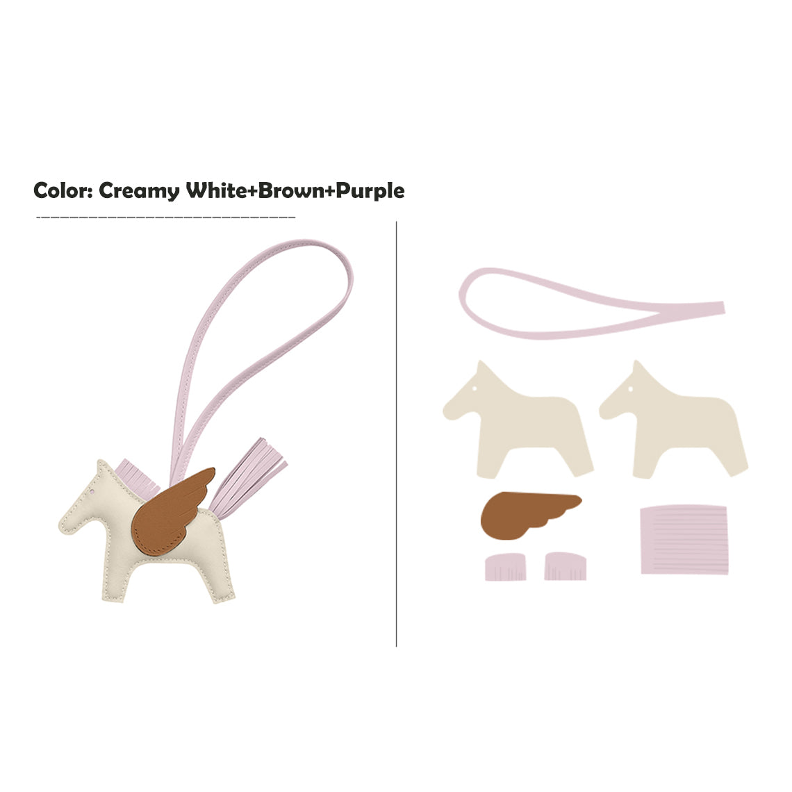 CUCUBIRD CUCUBIRD Sheep Leather Flying Horse Charm DIY Kits Cream+Brown+Purple 