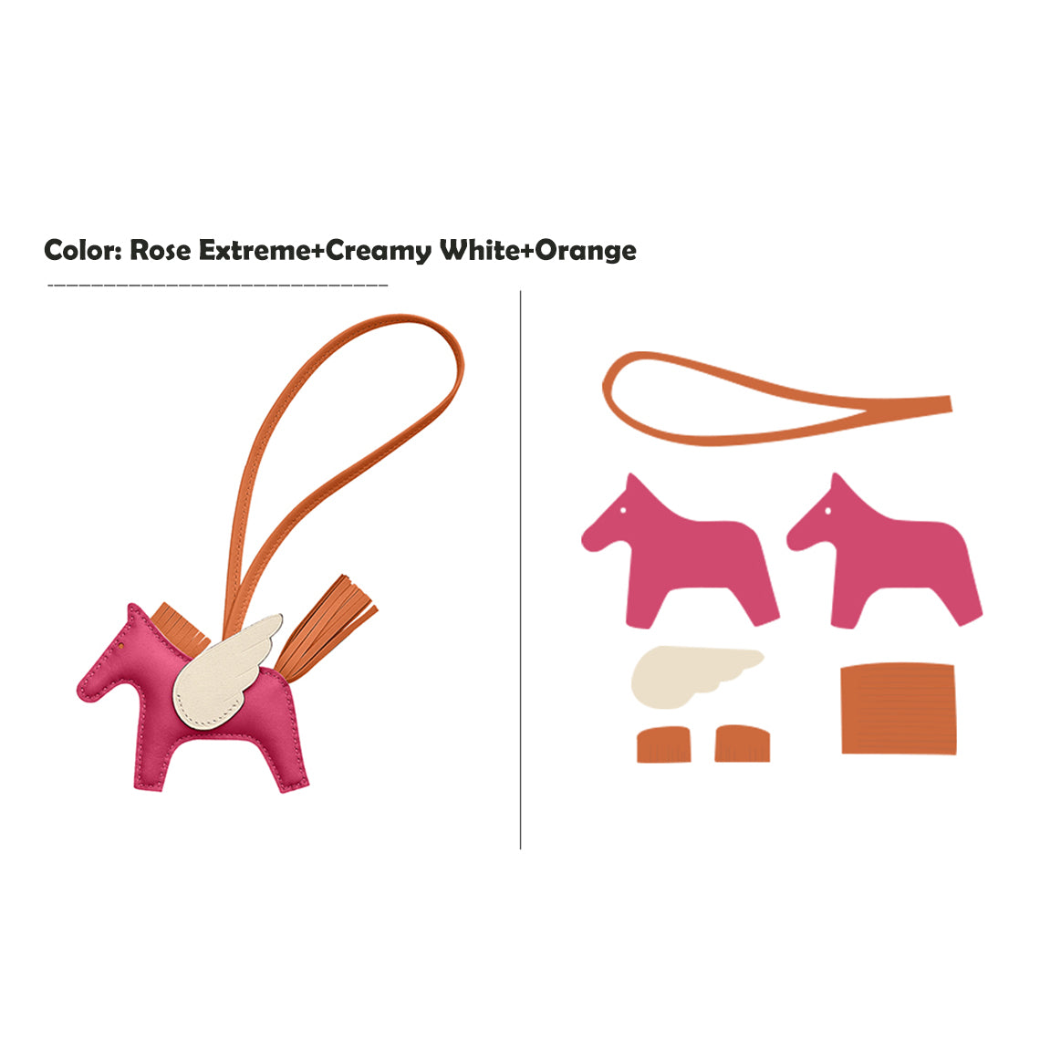 CUCUBIRD CUCUBIRD Sheep Leather Flying Horse Charm DIY Kits Rose Extreme+Cream+Orange 
