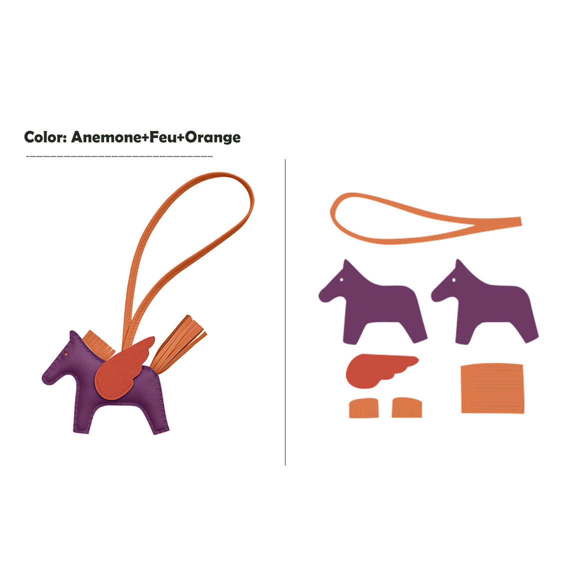 CUCUBIRD CUCUBIRD Sheep Leather Flying Horse Charm DIY Kits Anemone+Feu+Orange 