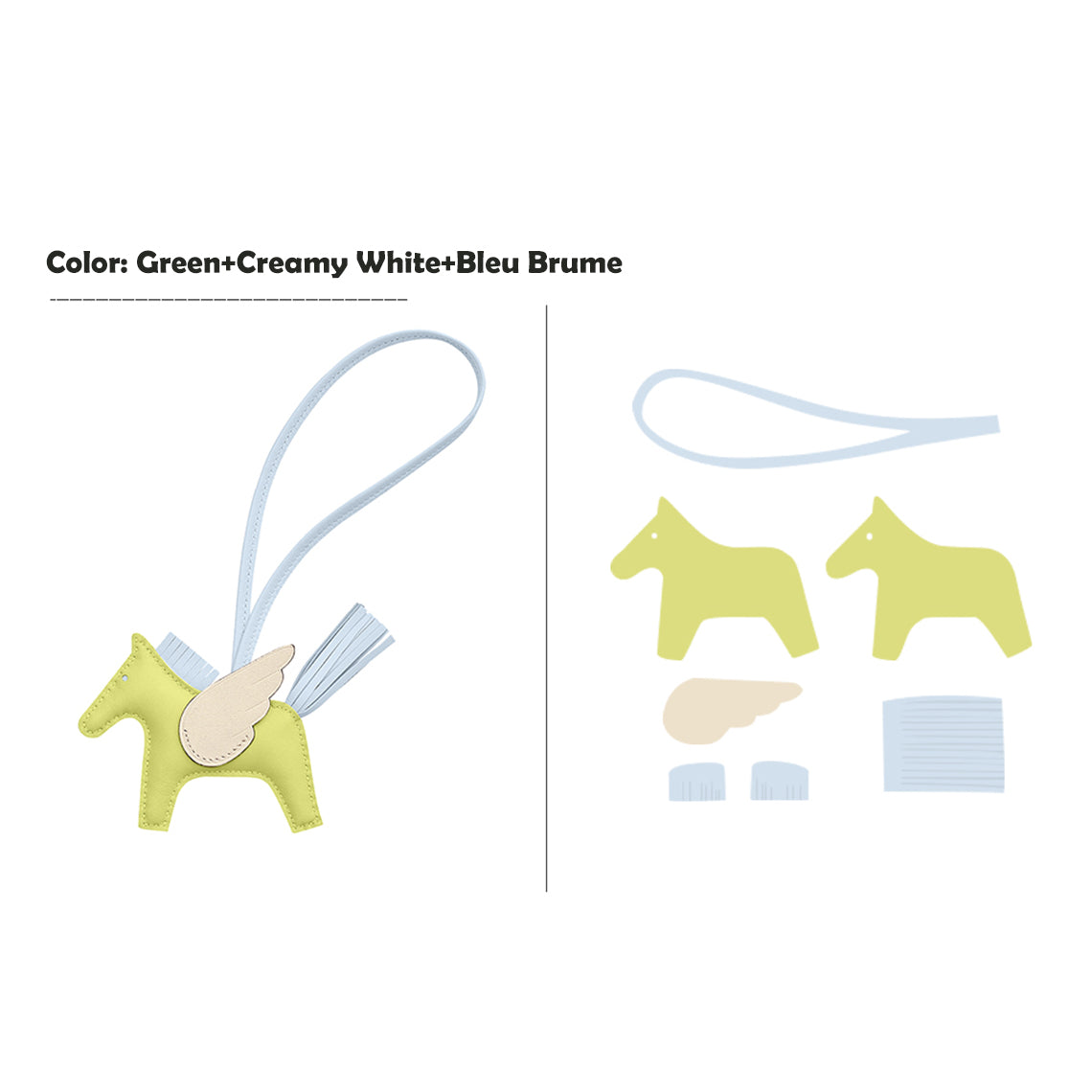 CUCUBIRD CUCUBIRD Sheep Leather Flying Horse Charm DIY Kits Green+Cream+Bleu Brume 