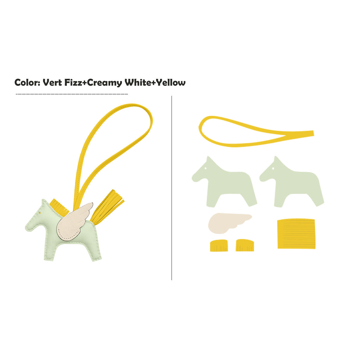 CUCUBIRD CUCUBIRD Sheep Leather Flying Horse Charm DIY Kits Vert Fizz+Cream+Yellow 
