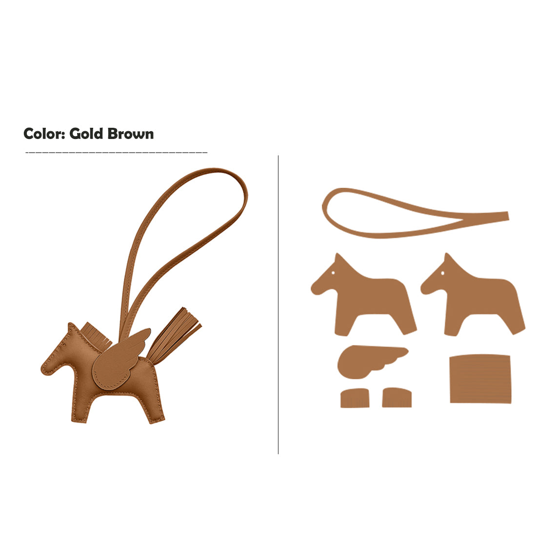 CUCUBIRD CUCUBIRD Sheep Leather Flying Horse Charm DIY Kits Gold Brown 