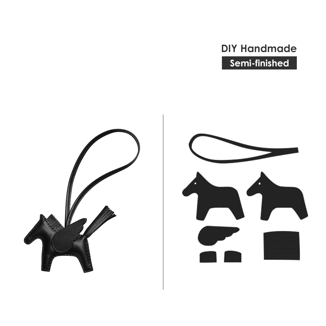 CUCUBIRD CUCUBIRD Sheep Leather Flying Horse Charm DIY Kits So Black 