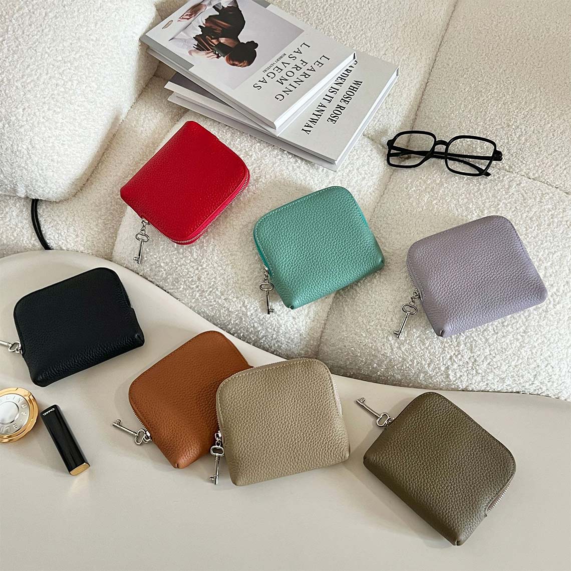 CUCUBIRD Top Grain Leather Small Jewelry Purse  