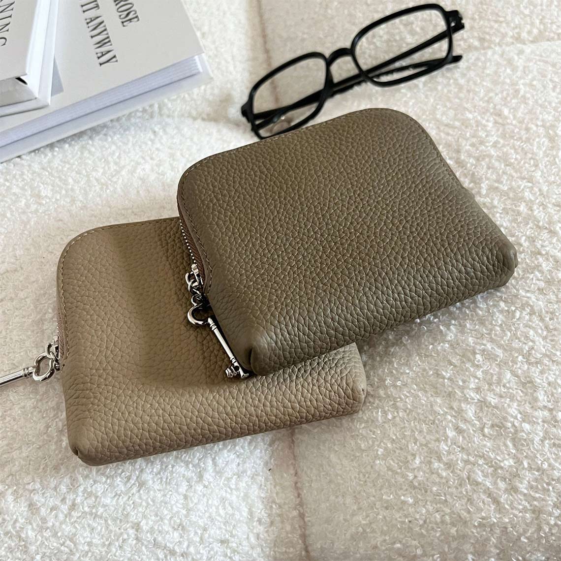 CUCUBIRD Top Grain Leather Small Jewelry Purse  