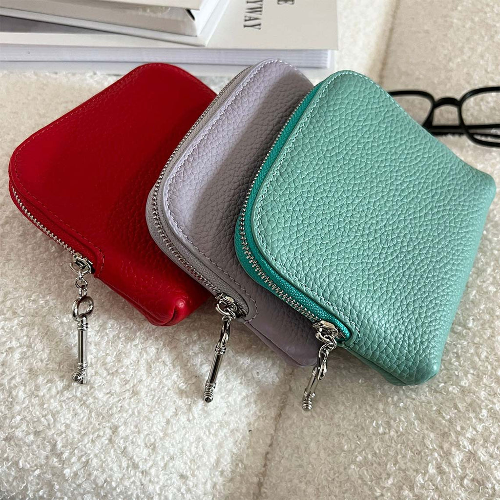 CUCUBIRD Top Grain Leather Small Jewelry Purse  