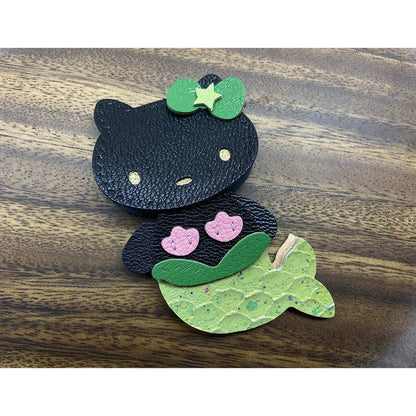 CUCUBIRD POPSEWING® Leather Mermaid Kitty Charm DIY Kit Black - Green Tail / Charm 