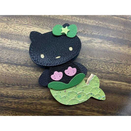 CUCUBIRD POPSEWING® Leather Mermaid Kitty Charm DIY Kit Black - Green Tail / Charm 
