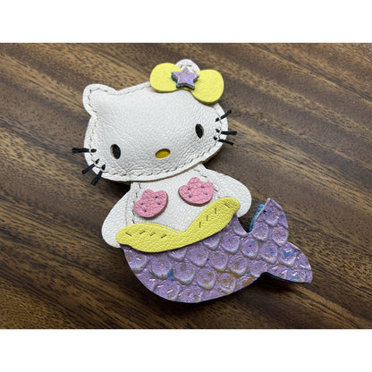 CUCUBIRD POPSEWING® Leather Mermaid Kitty Charm DIY Kit White - Shiny Purple Tail / Charm 