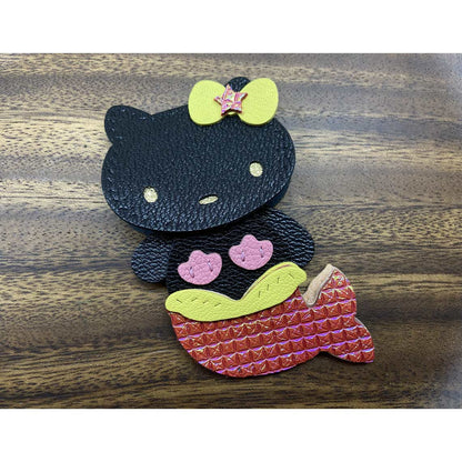 CUCUBIRD POPSEWING® Leather Mermaid Kitty Charm DIY Kit Black - Red Tail / Charm 