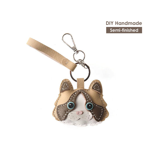 CUCUBIRD Sheep Leather Little Cat Keychain DIY Kit