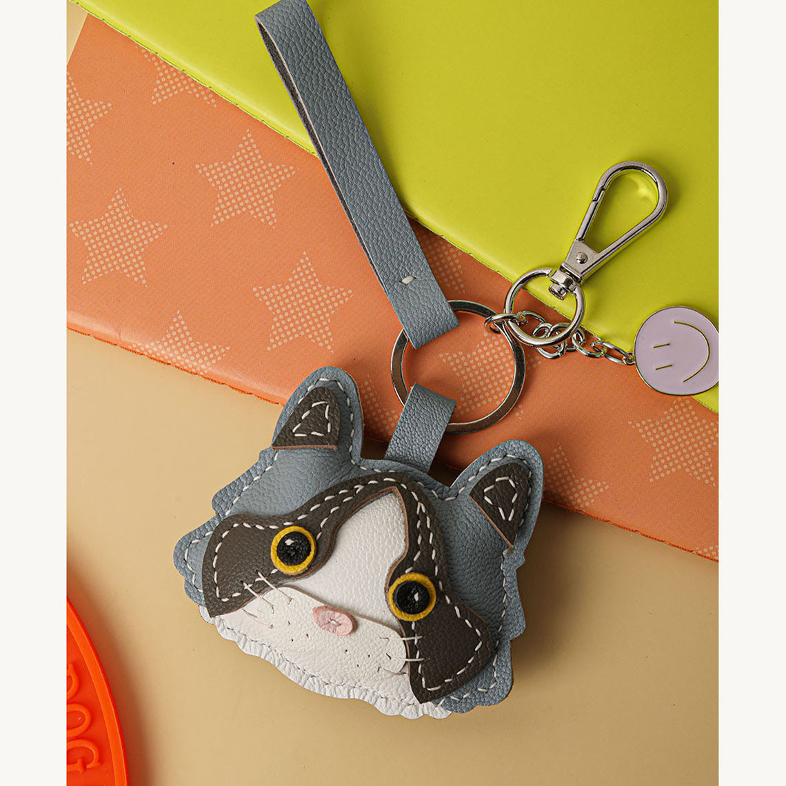 CUCUBIRD CUCUBIRD Sheep Leather Little Cat Keychain DIY Kit Grey 