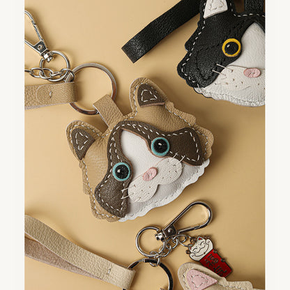 CUCUBIRD Sheep Leather Little Cat Keychain DIY Kit