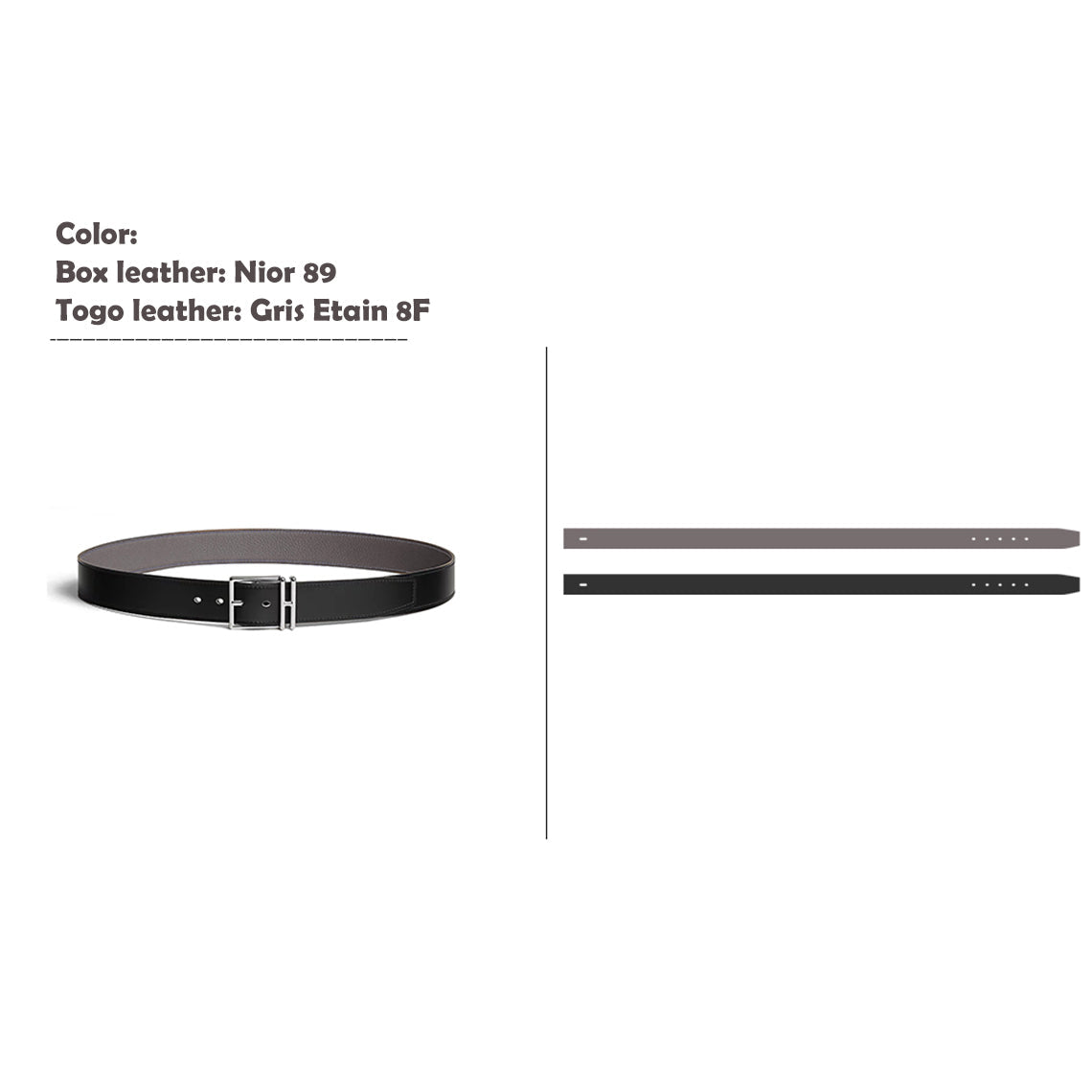 CUCUBIRD CUCUBIRD Full Grain Leather Inspired Men's Belt DIY Kits Nior 89 + Gris Etain 8F / 100 cm 