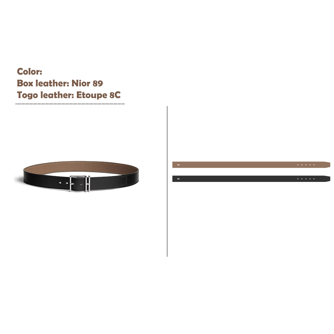 CUCUBIRD CUCUBIRD Full Grain Leather Inspired Men's Belt DIY Kits Nior 89 + Etoupe 8C / 100 cm 