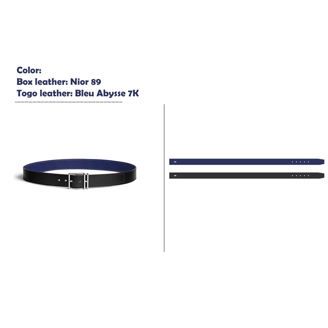 CUCUBIRD CUCUBIRD Full Grain Leather Inspired Men's Belt DIY Kits Nior 89 + Bleu Abysse 7K / 100 cm 