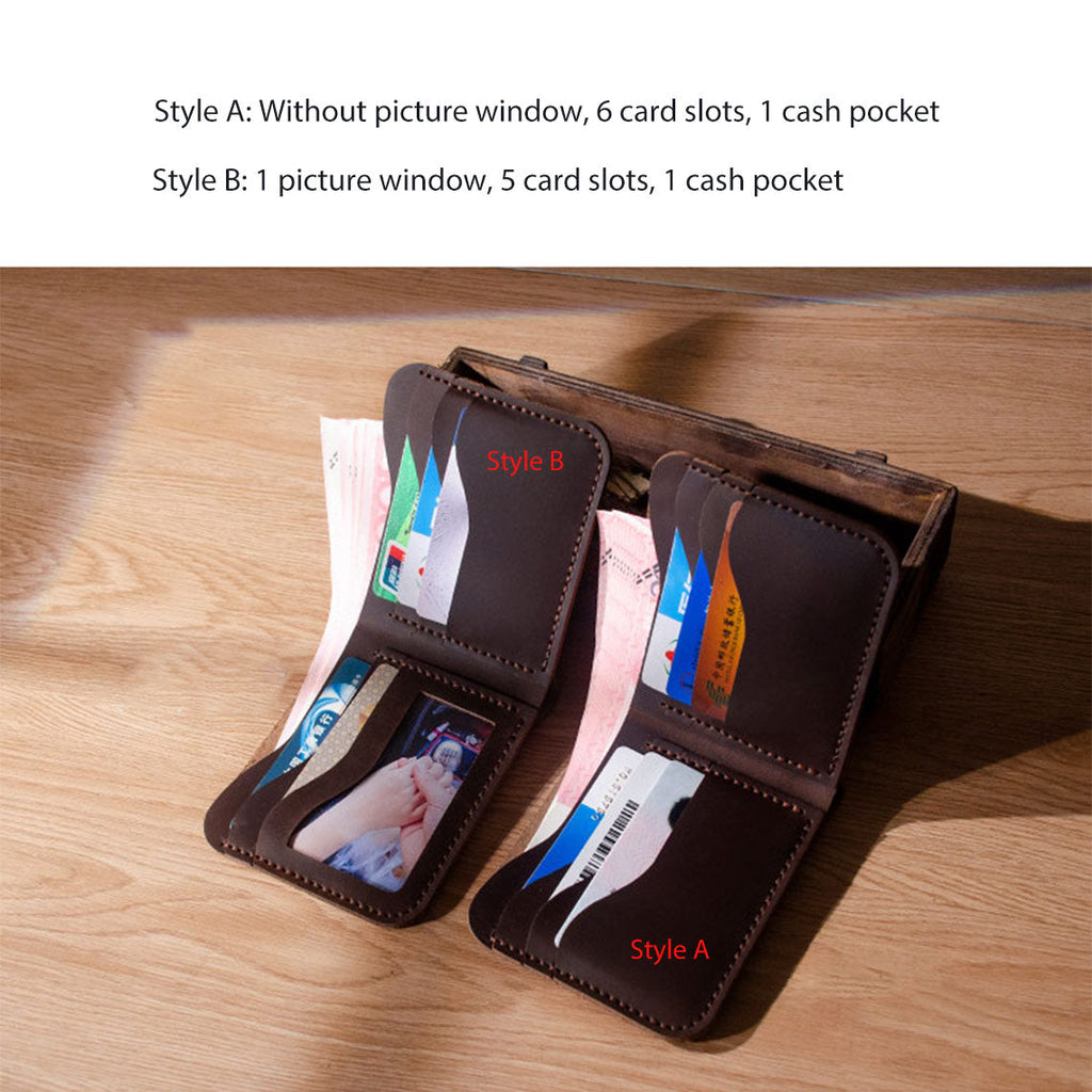 CUCUBIRD POPSEWING® Crazy Horse Leather Men Compact Wallet DIY Kits  
