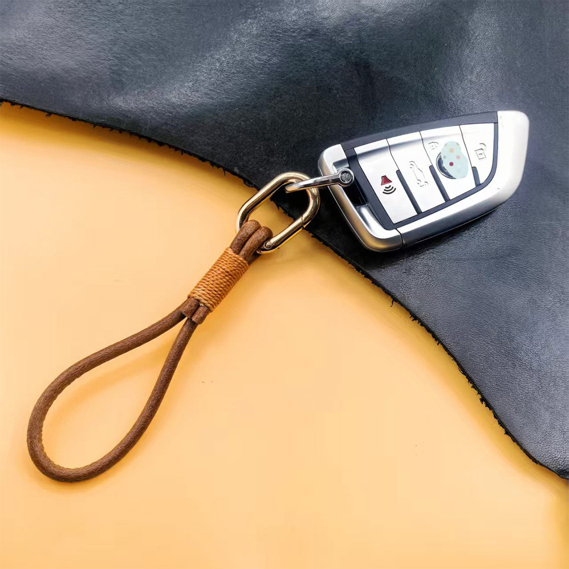 CUCUBIRD Handmade Leather Wrist Band Keychain  